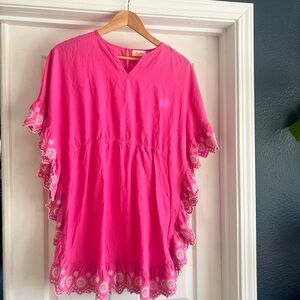 Mini Boden Bright Pink Tunic with Lace Trim cover up
